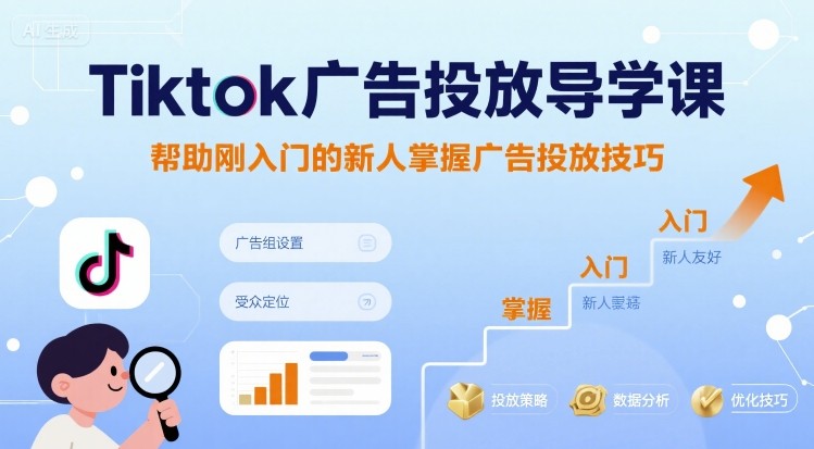 Tiktok广告投放导学课，帮助刚入门的新人掌握广告投放技巧-庄子聊项目