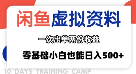 闲鱼虚拟资料新变现玩法，信息差项目，一次出单两份收益，无需囤货，可批量矩阵，零基础小白也能日入多张-庄子聊项目