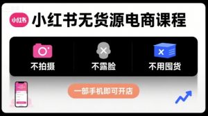 小红书无货源电商课程,不拍摄不露脸不用囤货,一部手机即可开店-庄子聊项目