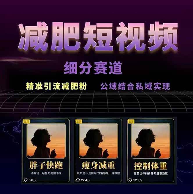 图片[2]-减肥短视频运营实战课：含素材制作、剪映教学，讲精准引流、变现设计与内容模板技巧-庄子聊项目