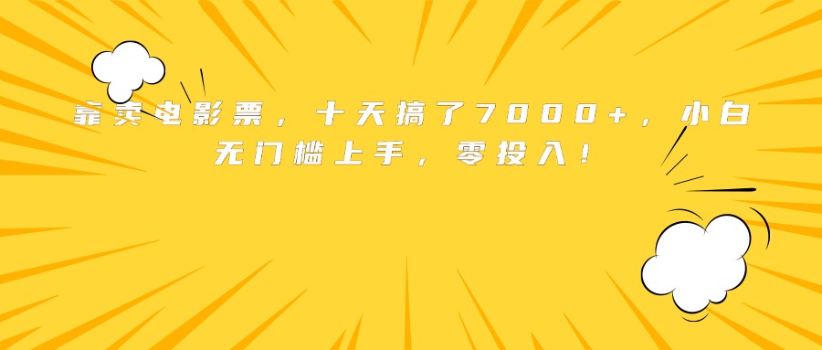 靠卖电影票，十天搞了7000+，小白无门槛上手，零投入！-庄子聊项目