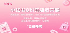 小红书0粉开店运营课:流量机制、爆款内容制作、选品上架与直播教学全指南-庄子聊项目
