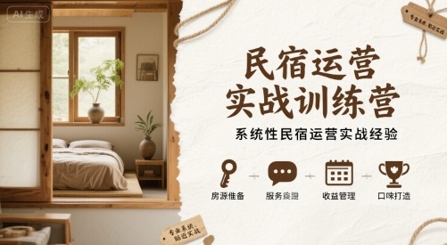 民宿运营实战训练营，系统性民宿运营实战经验-庄子聊项目