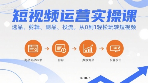 短视频运营实操课，选品、剪辑、测品、投流，从0到1轻松玩转短视频-庄子聊项目