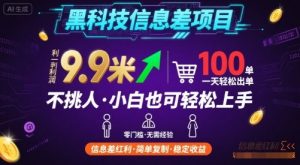 黑科技信息差项目，一单利润9.9米，一天简简单单出100单，不挑人，小白也可轻松上手【揭秘】-庄子聊项目