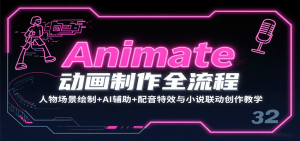 Animate动画制作全流程：人物场景绘制+AI辅助+配音特效与小说联动创作教学-庄子聊项目
