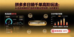 拼多多日销千单高阶玩法:从选品到爆款打造的完整运营链路(8月更新-庄子聊项目