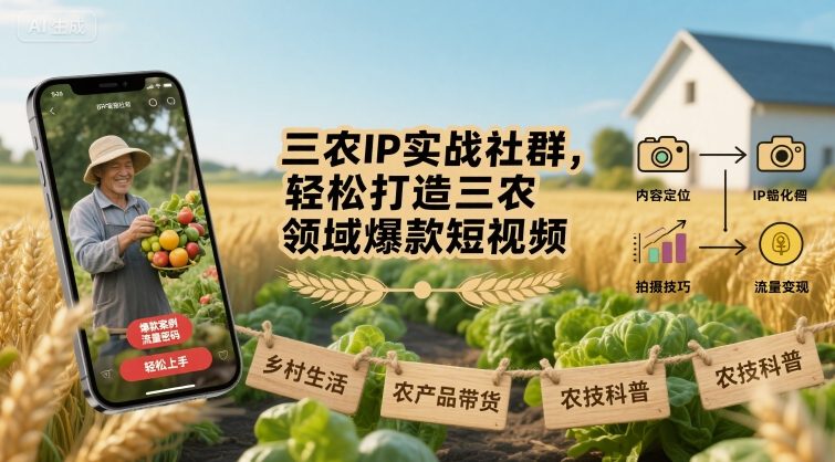 三农IP实战社群，轻松打造三农领域爆款短视频-庄子聊项目