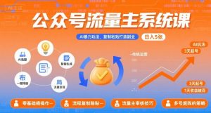 公众号流量主系统课,AI暴力玩法,复制粘贴打造副业,日入5张 +【附工具指令】-庄子聊项目