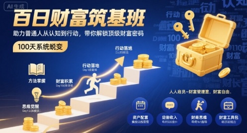 百日财富筑基班，助力普通人从认知到行动，带你解锁顶级财富密码-庄子聊项目