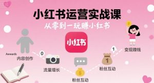小红书运营实战课,从零到一玩賺小红书-庄子聊项目