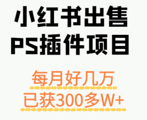 小红书出售PS插件项目，每月都收入好几万，长期操作已获利300多W+-庄子聊项目