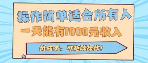 操作简单适合所有人全自动挂机项目，一天能有1000元收入，低成本，可矩…-庄子聊项目