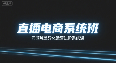 直播电商系统班，同领域差异化运营进阶系统课-庄子聊项目