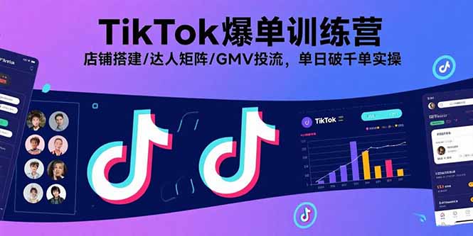 TikTok爆单训练营，店铺搭建/达人矩阵/GMV投流，单日破千单实操-庄子聊项目