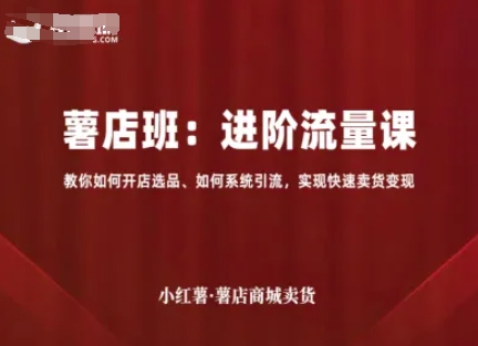 小红薯薯店商城卖货，进阶流量课，教你如何开店选品、如何系统引流，实现快速卖货变现-庄子聊项目
