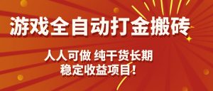 游戏全自动打金搬砖，日入千元，人人可做，纯干货，长期稳定收益项目！-庄子聊项目