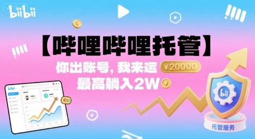 【哔哩哔哩托管】你出账号，我来运营，最高躺入2W【揭秘】-庄子聊项目
