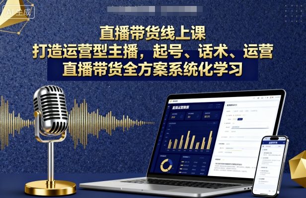 直播带货线上课，打造运营型主播，起号、话术、运营，直播带货全方案系统化学习-庄子聊项目