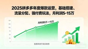 2025拼多多年度爆款运营，基础搭建、流量分配、强付费玩法，月利润5-15万-庄子聊项目