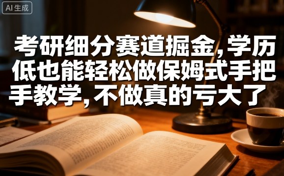 考研细分赛道掘金，日入1k+，学历低也能轻松做保姆式手把手教学，不做真的亏大了【揭秘】-庄子聊项目