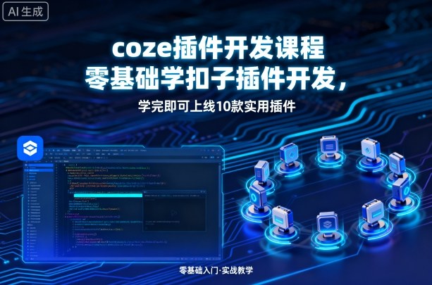 coze插件开发课程，零基础学扣子插件开发，学完即可上线10款实用插件-庄子聊项目