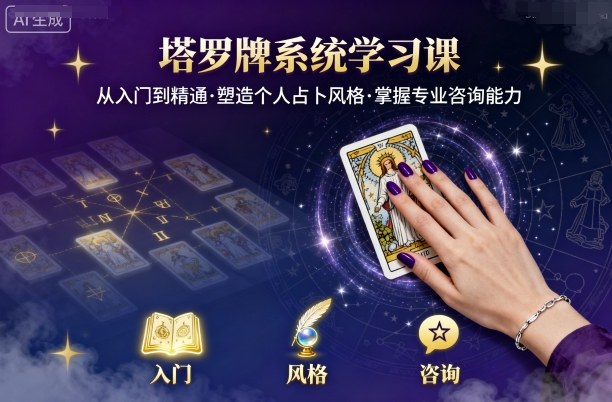 塔罗牌系统学习课，助你从入门到精通，塑造个人占卜风格，掌握专业咨询能力-庄子聊项目