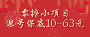 零撸小项目，一个账号保底10-63元，适合新手小白操作，能多账号领低保-庄子聊项目