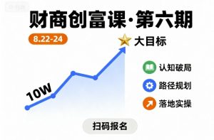 财商创富课第六期8月22-24号,如何从10W起步,一步步实现大目标-庄子聊项目
