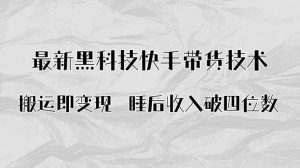 搬运即变现!最新黑科技快手带货Ai搬运技术,睡后收入破四位数-庄子聊项目