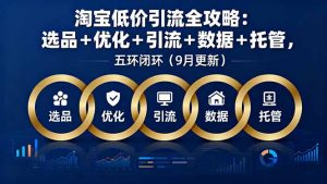 淘宝低价引流全攻略：选品＋优化＋引流＋数据＋托管，五环闭环(9月更新-庄子聊项目