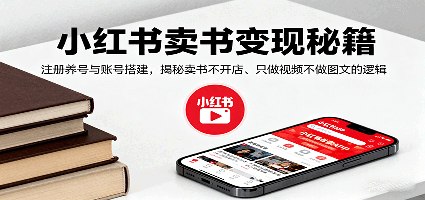 小红书卖书变现秘籍，注册养号与账号搭建，揭秘卖书不开店、只做视频不做图文的逻辑-庄子聊项目