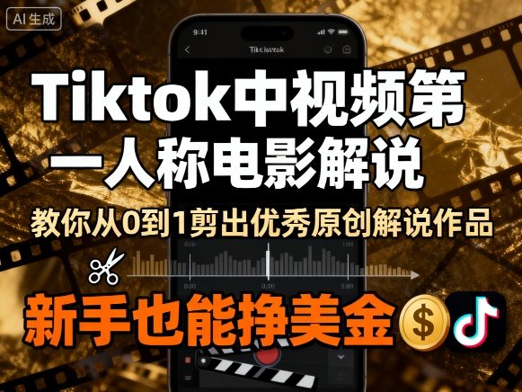 Tiktok中视频第一人称电影解说，教你从0到1剪出一个优秀的原创解说作品，新手也能挣美金-庄子聊项目