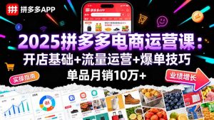 2025拼多多电商运营课:开店基础+流量运营+爆单技巧,单品月销10万+-庄子聊项目
