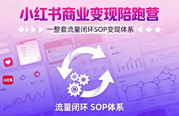小红书商业变现陪跑营，轻IP矩阵 私域获客 聚光投流，一整套流量闭环SOP变现体系-庄子聊项目