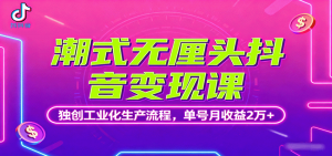 潮式无厘头抖音变现课，独创工业化生产流程，单号月收益2万+-庄子聊项目