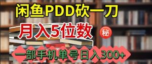 闲鱼PDD砍一刀,一部手机就可以操作,单号日入3张-庄子聊项目