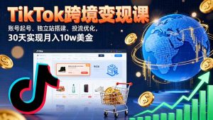 TikTok跨境变现课:账号起号、独立站搭建、投流优化,30天实现月入10w美金-庄子聊项目