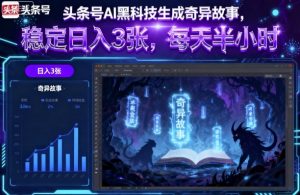 头条号AI黑科技生成奇异故事,稳定日入3张,每天半小时-庄子聊项目