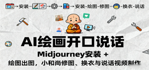 AI绘画开口说话,Midjourney安装 + 绘图出图,小和尚修图、换衣与说话视频制作-庄子聊项目