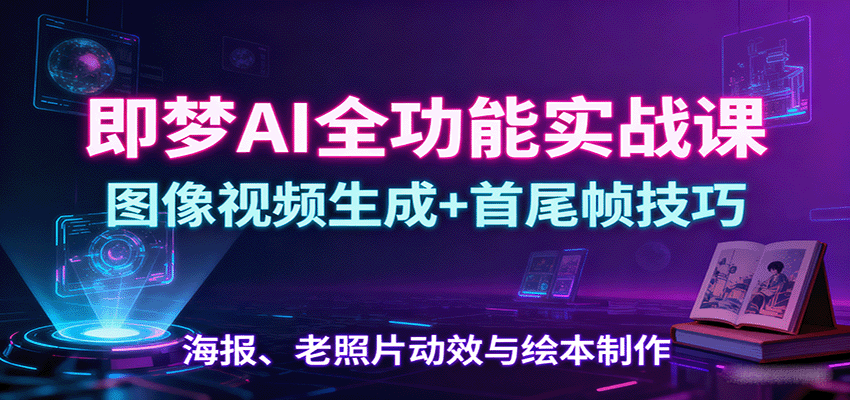 即梦AI全功能实战课：图像视频生成+首尾帧技巧，海报、老照片动效与绘本制作-庄子聊项目