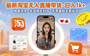 最新淘宝无人直播带货,日入1k+,独家技术,无违规无封号,无需露脸无需说话【揭秘】-庄子聊项目