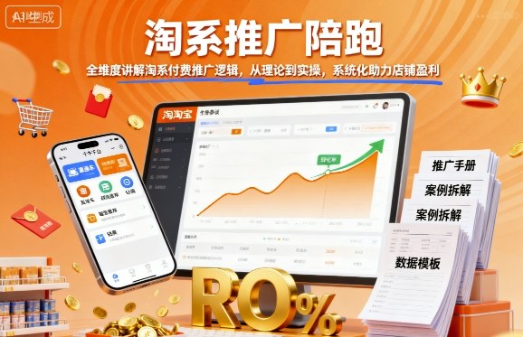 淘系推广陪跑，全维度讲解淘系付费推广逻辑，从理论到实操，系统化助力店铺盈利-庄子聊项目