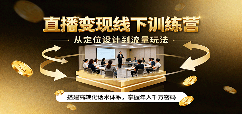 直播变现线下训练营，从定位设计到流量玩法，搭建高转化话术体系，掌握年入千万密码-庄子聊项目