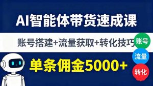 AI智能体带货速成课，账号搭建+流量获取+转化技巧，单条佣金5000+-庄子聊项目