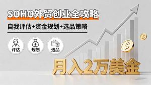 SOHO外贸创业全攻略,自我评估+资金规划+选品策略,月入2万美金-庄子聊项目