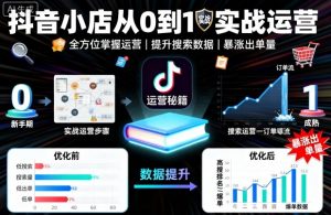 抖音小店从0到1实战运营,帮你全方位掌握小店运营,提升搜索数据与出单量-庄子聊项目