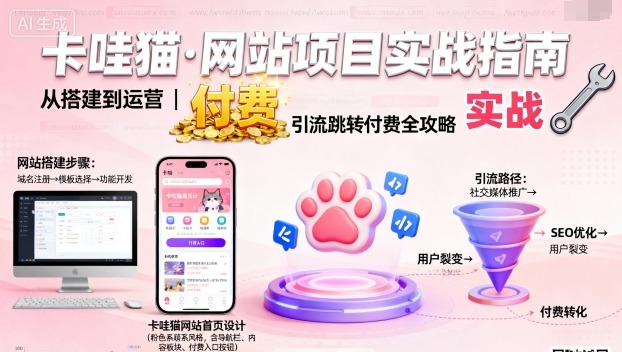 卡哇猫·网站项目，网站搭建与运营以及引流跳转付费-庄子聊项目