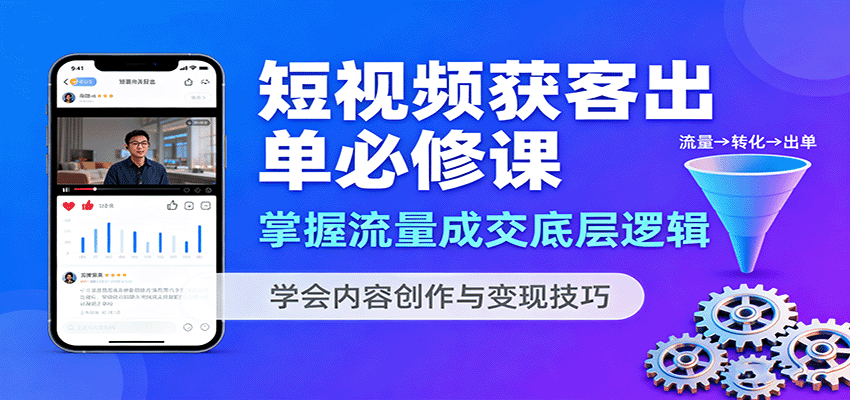 短视频获客出单必修课：掌握流量成交底层逻辑，学会内容创作与变现技巧-庄子聊项目