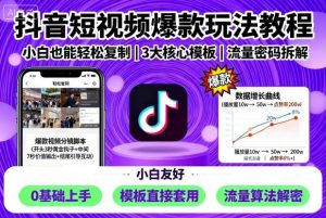 抖音短视频爆款玩法教程，小白也能轻松复制-庄子聊项目